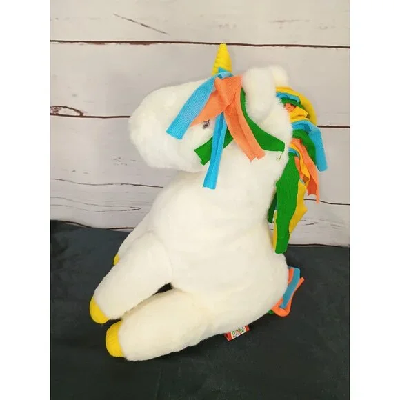 Plush Unicorn Toy With Rainbow Mane & Yellow Hooves By Gigglescape - Picture 2 of 6